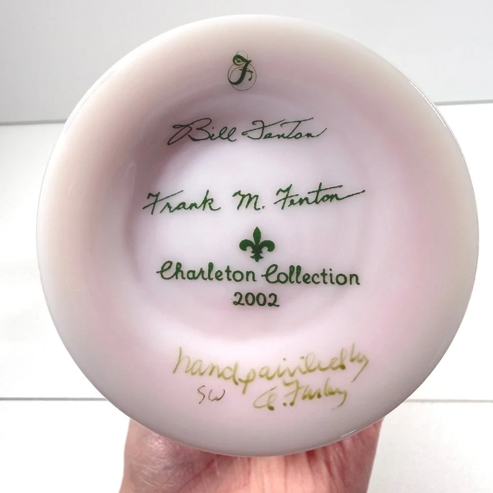 FENTON Rosalene Vase Charleton Collection 2002 Pink Hand Painted Roses w/ Box